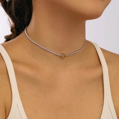 8A Cubic Zirconia Choker Tennis Necklace