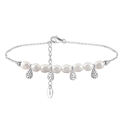 natural freshwater pearls silver anklet for girlfriend