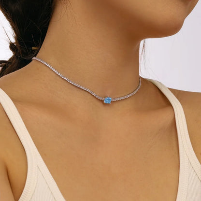 Radiant Cut 8A Zirconia Choker Tennis Necklaces