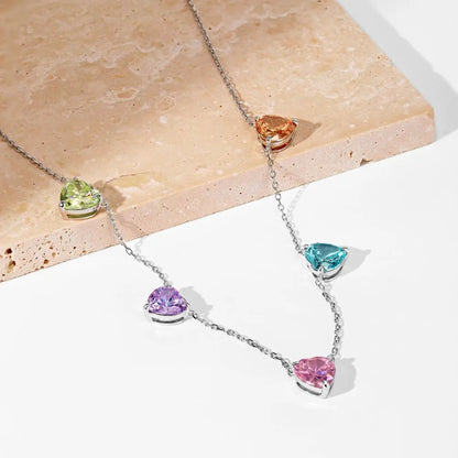 Heart Shape Colorful 925 Sterling Silver Necklace