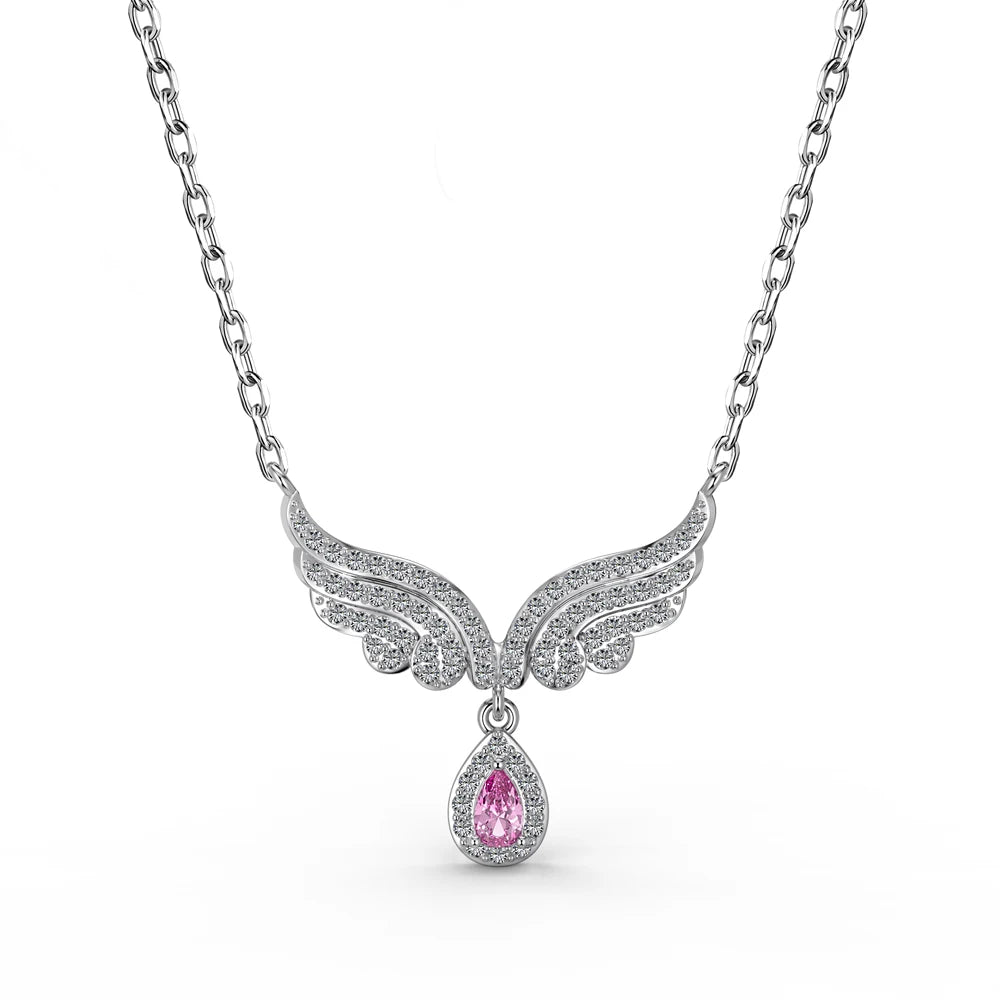 Zirconia Wings Waterdrop Pendant Necklace for Women