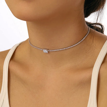 Radiant Cut 8A Zirconia Choker Tennis Necklaces