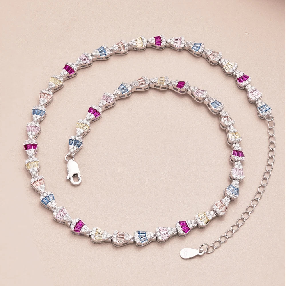 Colorful Full Diamond 5A Zirconia Tennis Necklaces