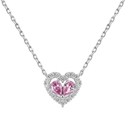 New Design Hollow Pink Heart Pendant Necklaces