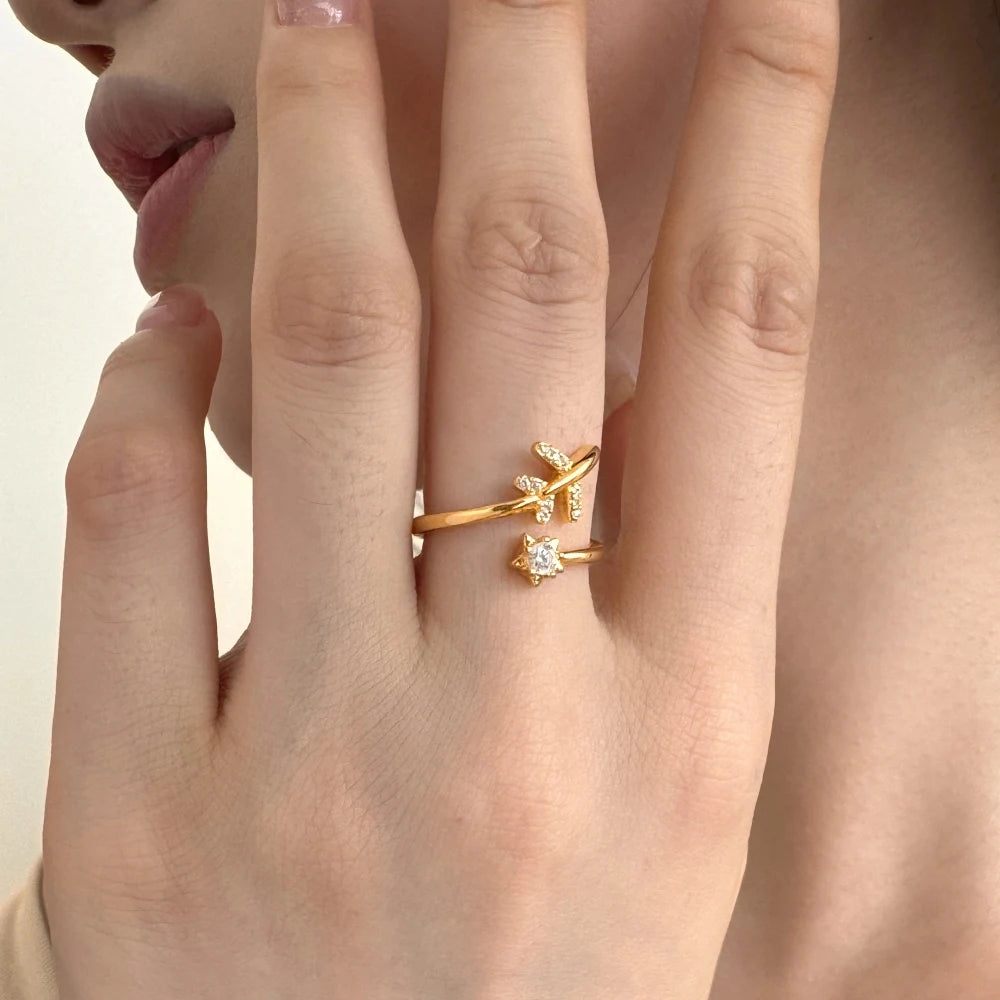 18K Gold Plated Adjustable Ring Airplane Rings