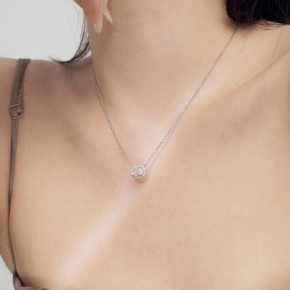 Oval 8A Crushed Iced Cut Zirconia Pendant Necklace