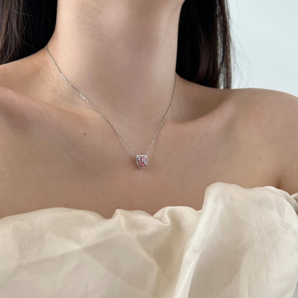 Pink Heart Shape Necklaces For Women