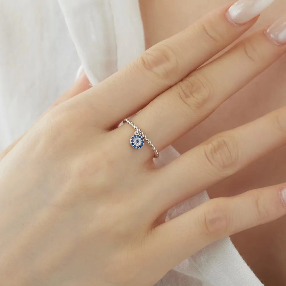 Dainty Fine Evil Roundel Blue Evil Rings