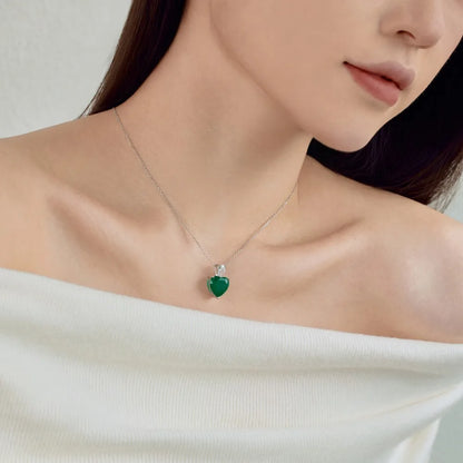 Emerald 5A Zirconia Heart Shape Pendant Necklaces