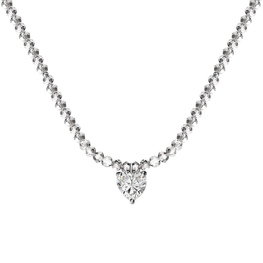 5A Zirconia Heart Pendant Necklace