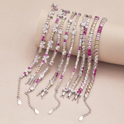 Colorful 3.5mm Circle 5A Zirconia Tennis Necklaces