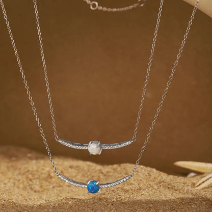 Heart Chain Necklace With Opal Stone