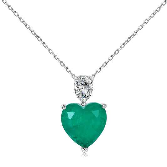 Emerald 5A Zirconia Heart Shape Pendant Necklaces