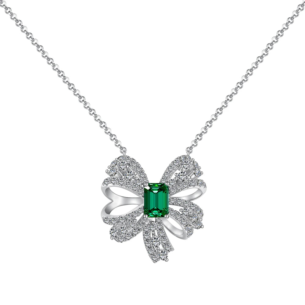 Zirconia Bow Knot Pendant Necklace for Women