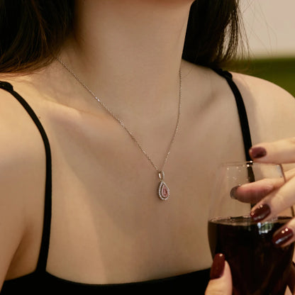 Pink Diamond Waterdrop Shape Pendant Necklace