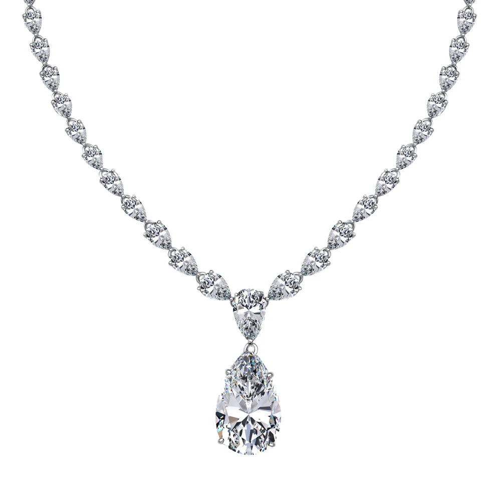 Luxury Full Diamond 5A Zirconia Teardrop Pendant Necklace