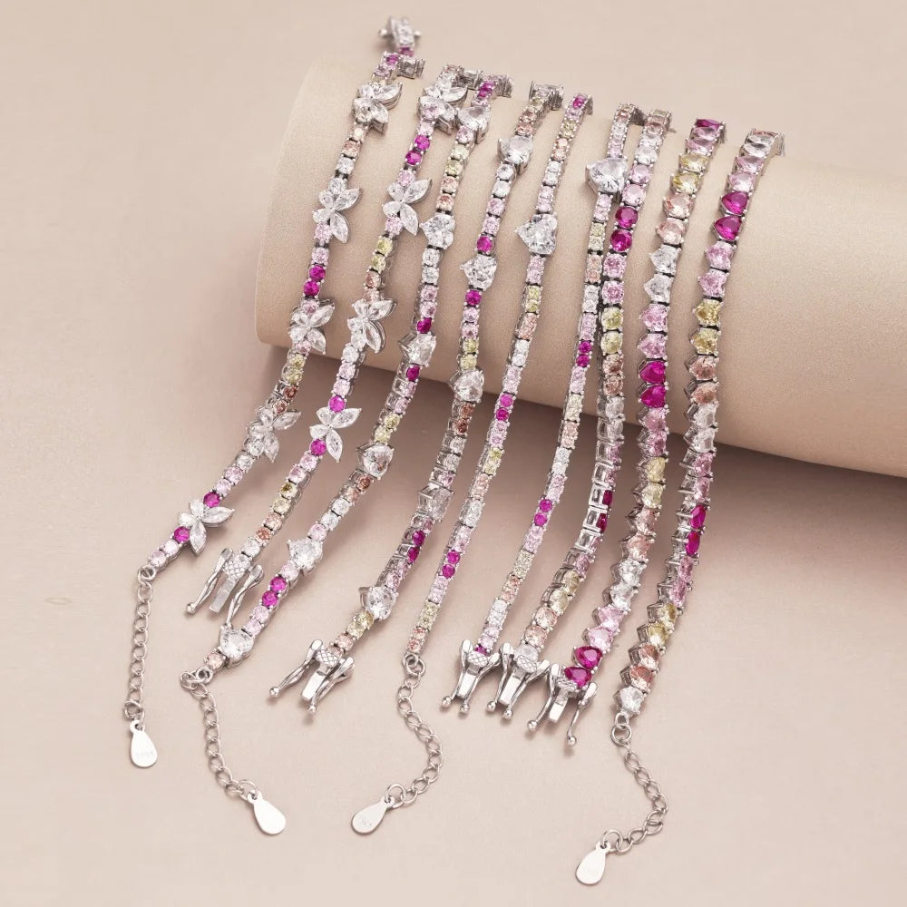 Colorful Full Diamond 5A Zirconia Tennis Necklaces