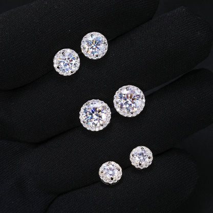 VVS Moissanite Diamond Halo Stud Earrings For Men