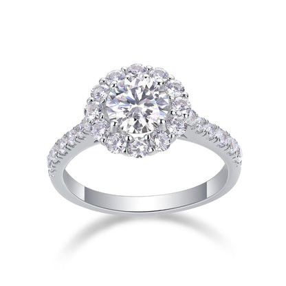 Classic Round Cut Moissanite Halo Engagement Ring

