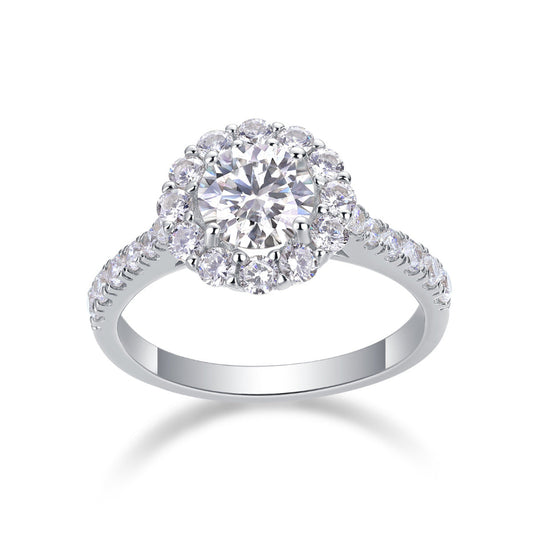 Classic Round Cut Moissanite Halo Engagement Ring

