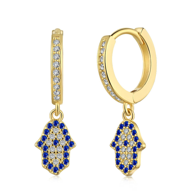 Evil Eye Hamsa Charm Hoops

