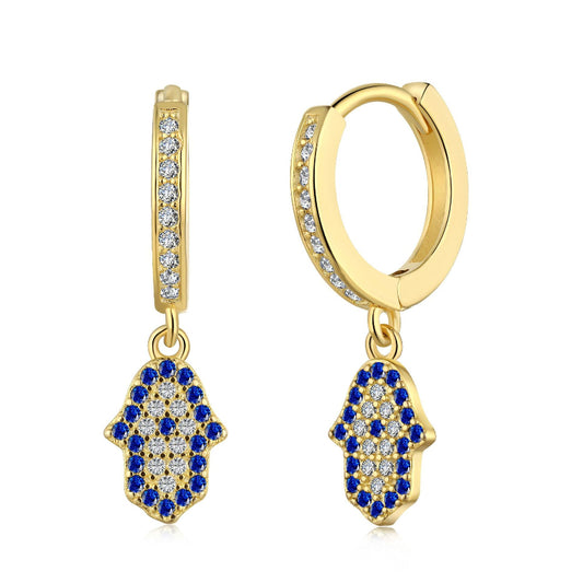 Evil Eye Hamsa Charm Hoops

