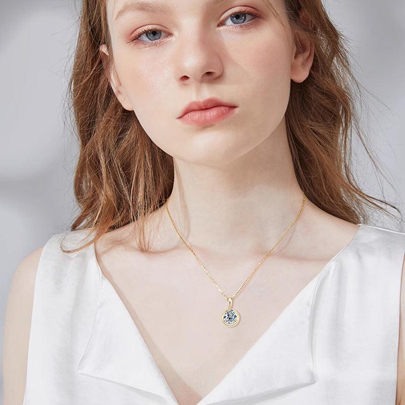 Glamorous Gold Tone Moissanite Pendant

