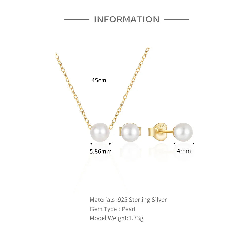 S925 sterling silver pearl jewelry set