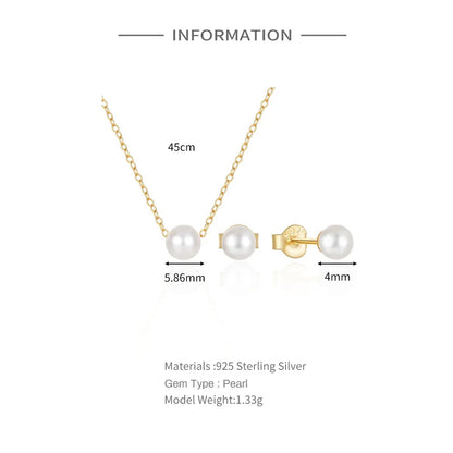 S925 sterling silver pearl jewelry set