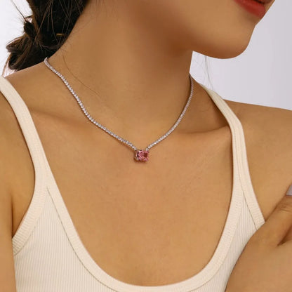 Rectangle 8A Cubic Zirconia Tennis Necklace