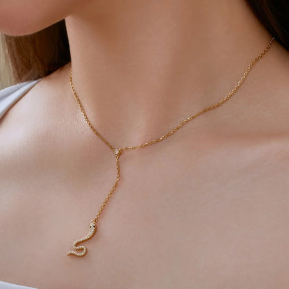 Snake Pendant Long Necklace for Daily Dress Up