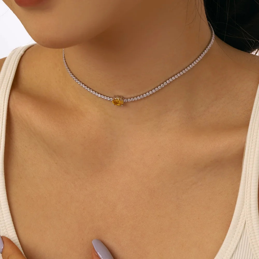 8A Cubic Zirconia Choker Tennis Necklace