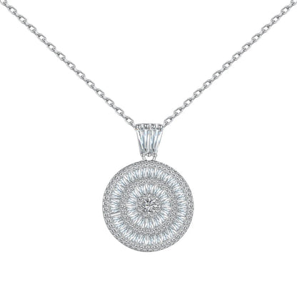 Baguette Eternity Zirconia Circle Pendant Necklace