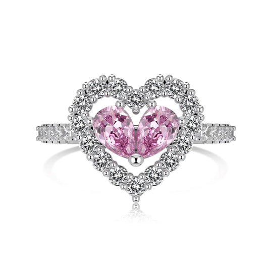 Pink Cz Heart Rings For Women