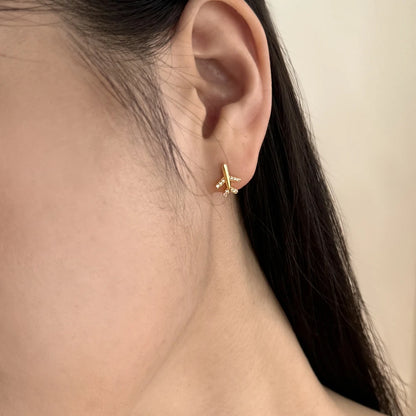 18K Gold Plated Mini Aircraft Ear Stud Earrings Women