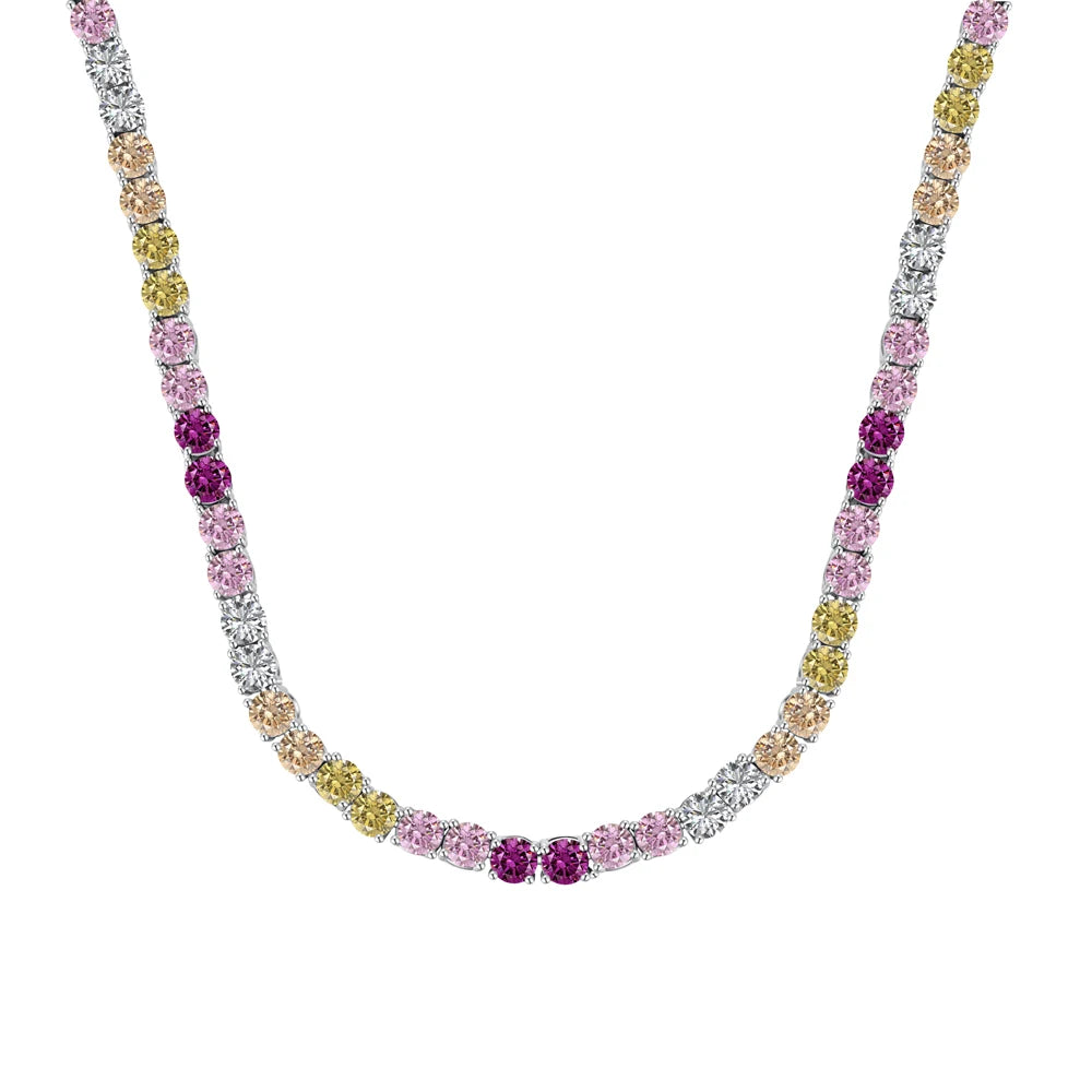 Colorful 3.5mm Circle 5A Zirconia Tennis Necklaces