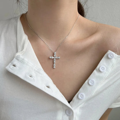 Waterdrop Shape 5A Zirconia Cross Pendant Necklaces