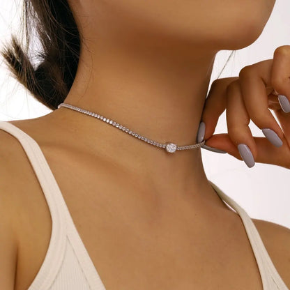 8A Cubic Zirconia Choker Tennis Necklace