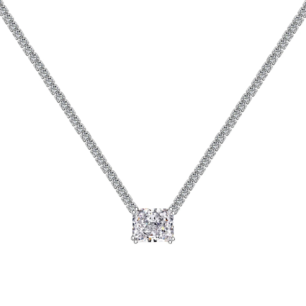 Rectangle 8A Cubic Zirconia Tennis Necklace