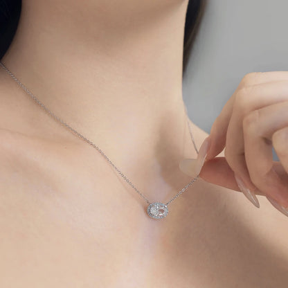 Oval 8A Crushed Iced Cut Zirconia Pendant Necklace