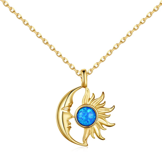 Opal Personality Moon Star Necklaces For Women