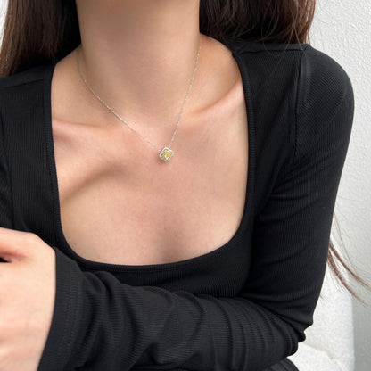 gold flower 5a zirconia four leaf clover pendant necklace