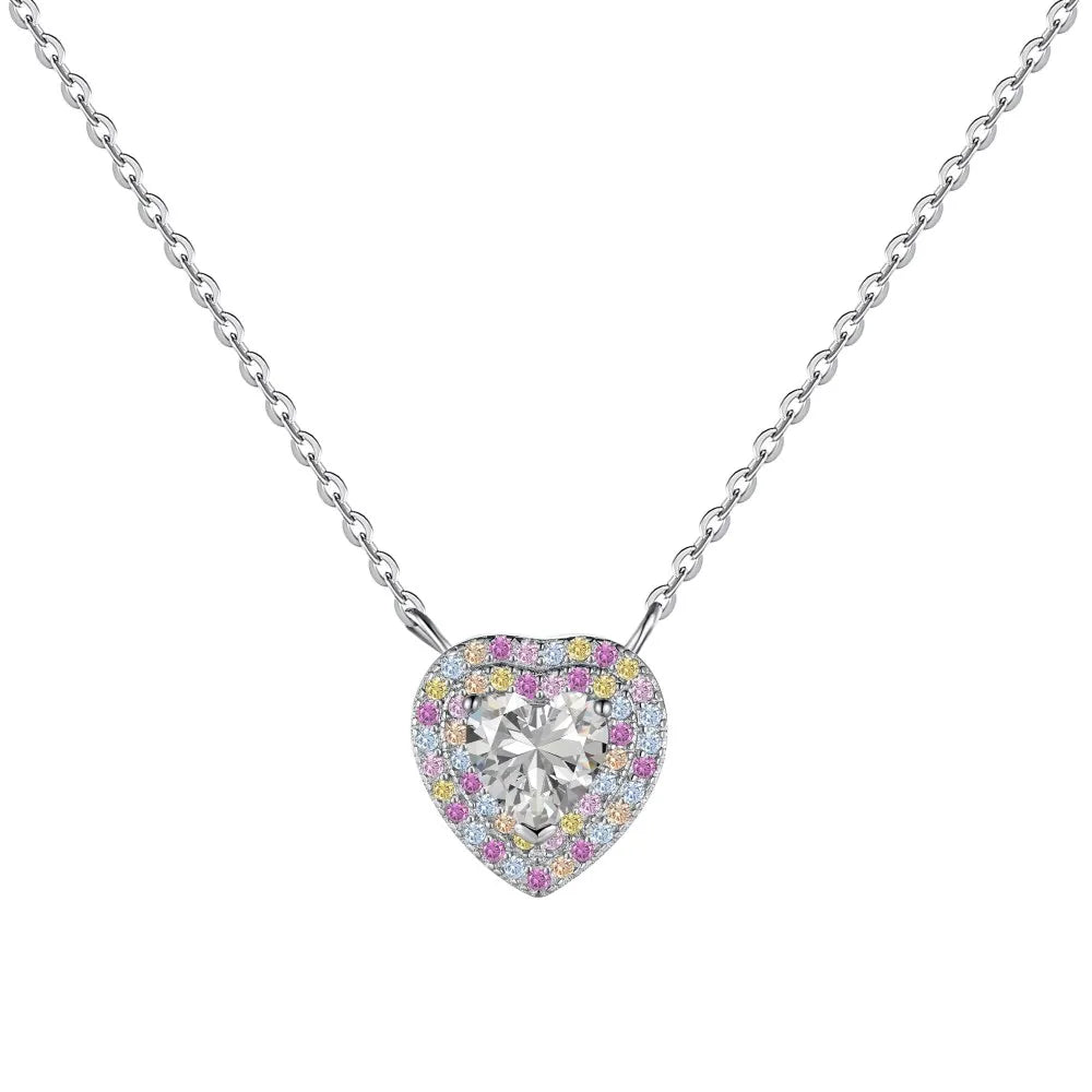 Heart Shape Rainbow Stone Necklace