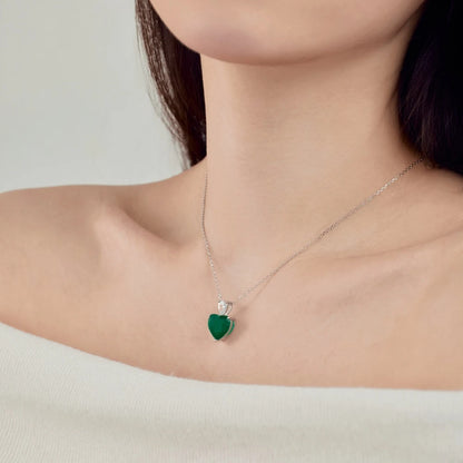 Emerald 5A Zirconia Heart Shape Pendant Necklaces