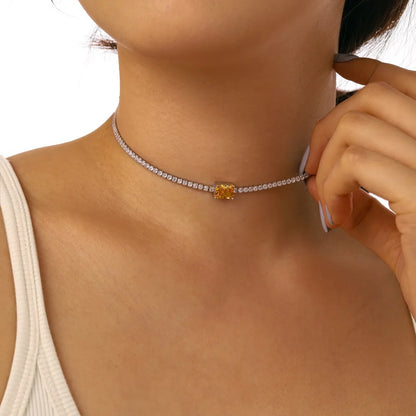 Radiant Cut 8A Zirconia Choker Tennis Necklaces