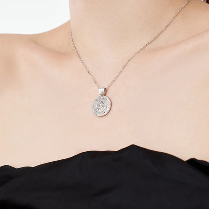 Baguette Eternity Zirconia Circle Pendant Necklace