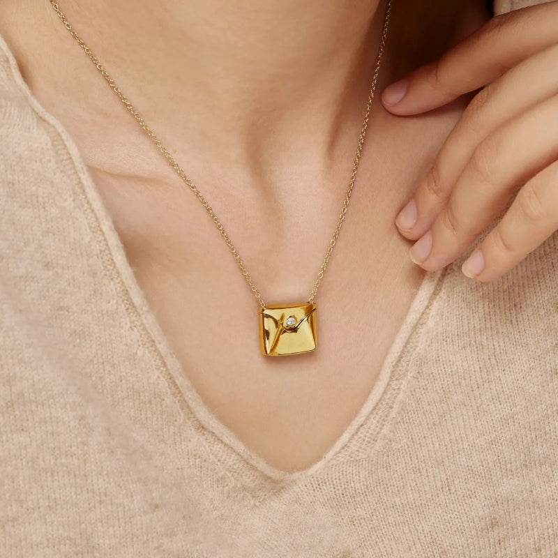 Personalized Mini Envelope Necklace