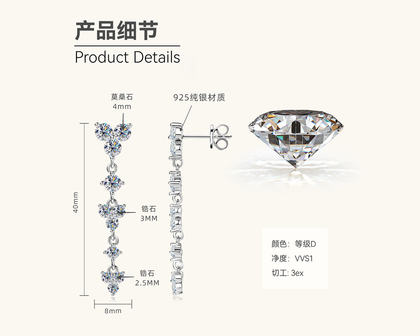 Perfect Cut Moissanite Layered Flower Earrings

