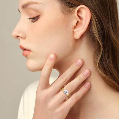 S925 Sterling Silver Gold Plated Solitaire Ring

