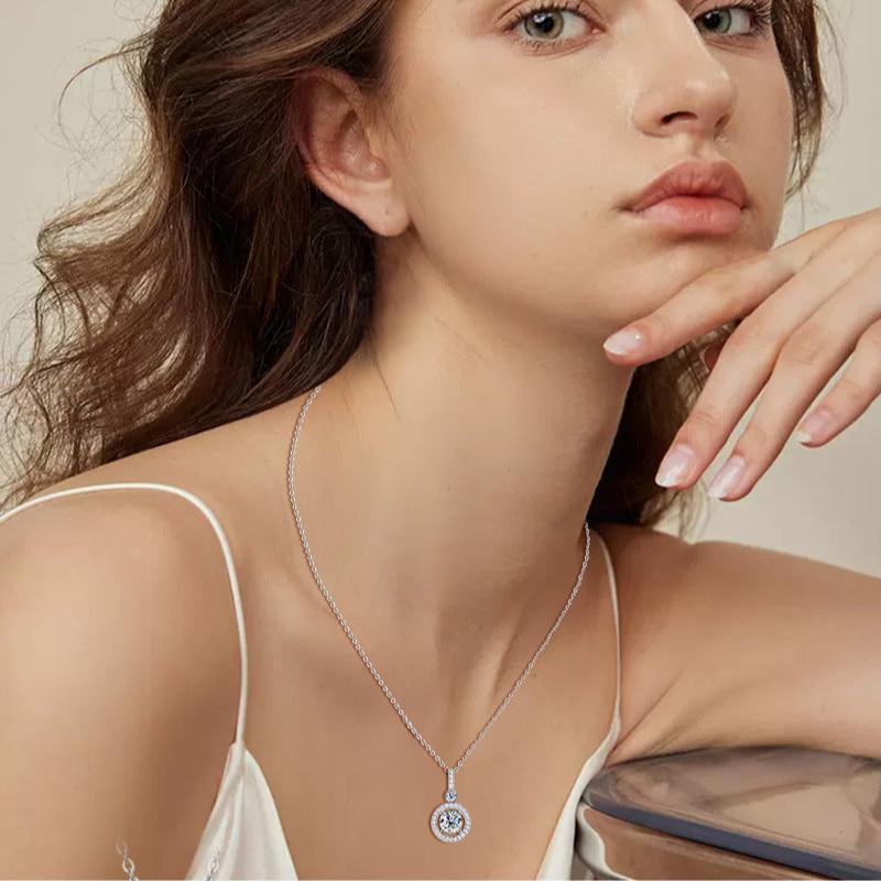 Gleaming Moissanite Accent Gold Plated Sterling Silver Necklace

